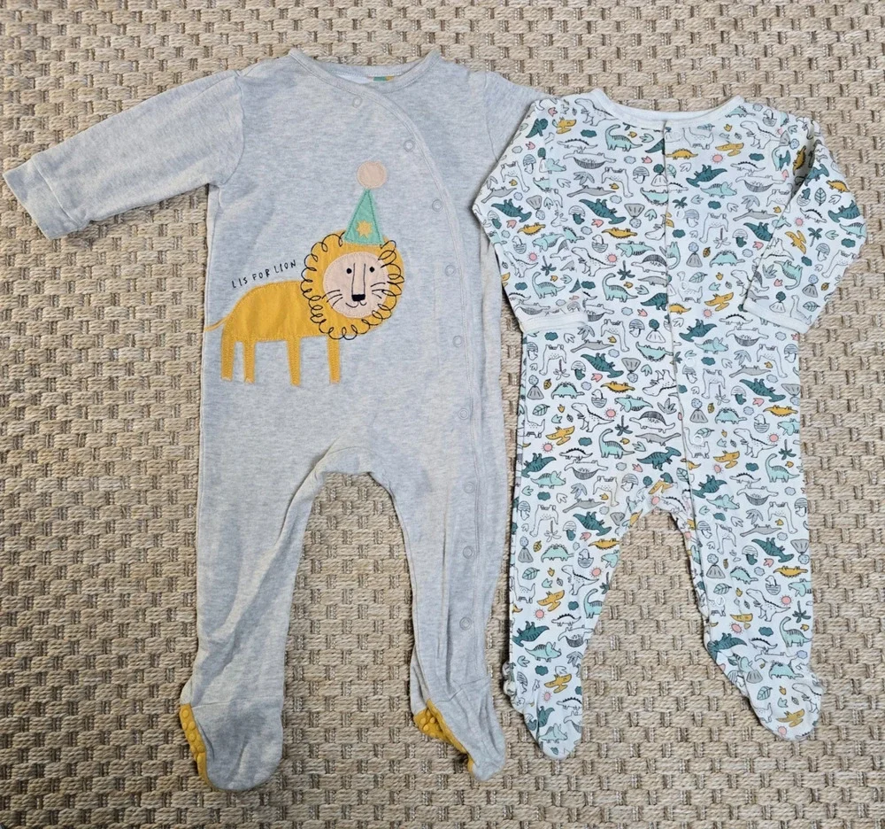 Carters 9M Lion Dinosaur Baby Unisex Sleeper Footsie Bundle